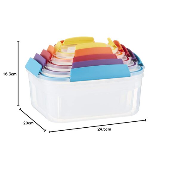 Joseph Joseph Nest Lock Frischhaltedosen Kunststoff mit Deckel, 5er Set Lebensmittelbehälter Luftdicht, Auslaufsichere Aufbewahrungsbox Küche, Meal Prep Boxen, Multicolour