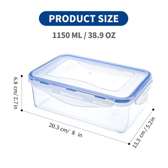 EASYLOCK 6PACK 1,15L Plastik Frischhaltedosen Set mit Deckel, Meal Prep Boxen, Aufbewahrungsbox Küche, Mikrowellengeschirr Lebensmittelbehälter, Rechteckig Gefrierdosen, Luftdicht Brotdosen