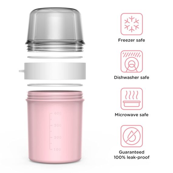 Jim's Store Müslibecher to Go Becher, 560ml+310ml Auslaufsichere Joghurtbecher für Unterwegs-Morandi pink