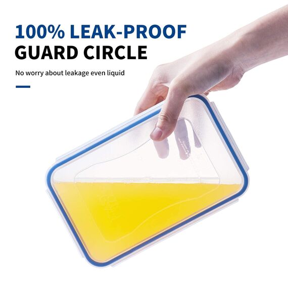 EASYLOCK 6PACK 1,15L Plastik Frischhaltedosen Set mit Deckel, Meal Prep Boxen, Aufbewahrungsbox Küche, Mikrowellengeschirr Lebensmittelbehälter, Rechteckig Gefrierdosen, Luftdicht Brotdosen