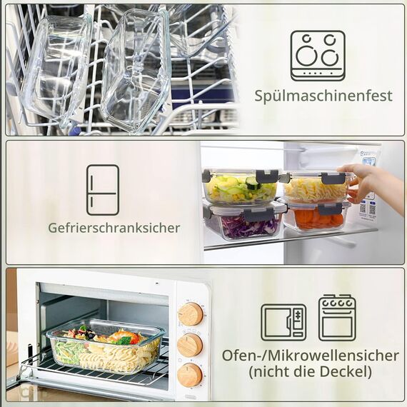 M MCIRCO Glas-Frischhaltedosen Set Glasbehälter für Mahlzeiten, 625 ml, 10 Stück