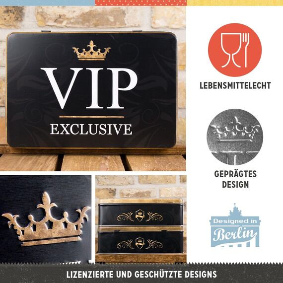 Nostalgic-Art Retro Vorratsdose Flach, 2,5 l, VIP Exclusive – Geschenk-Idee für besondere Menschen, Blech-Dose mit Deckel, Vintage Design