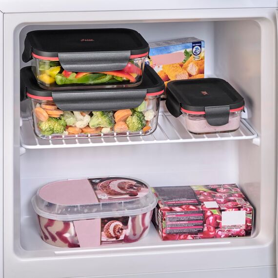 Silit Storio Vorratsdose Set 3-teilig, Glasbehälter mit Deckel luftdicht, Frischhaltedosen, spülmaschinengeeignet, mikrowellengeeignet, backofengeeignet ohne Deckel