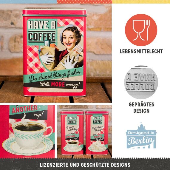 Nostalgic-Art Retro Vorratsdose L, 3 l, Have A Coffee – Geschenk-Idee für Kaffee-Fans, Große Kaffee-Dose aus Blech, Vintage Design, Kaffee-Deko
