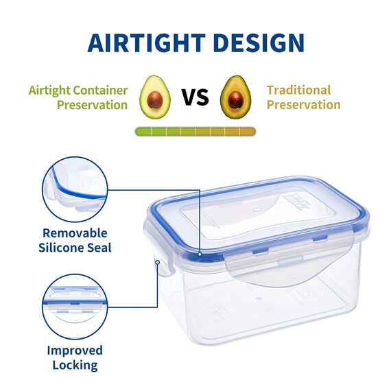 EASYLOCK 6er-Set 500ML Kunststoff Frischhaltedosen Mit Deckel Klein, Meal Prep Boxen, Rechteckig Aufbewahrungsbox Küche, Mikrowellengeschirr, Gefrierdosen 500 ml, Salat To Go Box