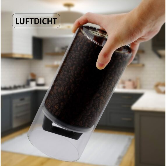 Kitchen&CO. Kaffeedose mit Vakuumdeckel, Luftdichte Aufbewahrung, Vorratsdose luftdicht, Kaffeedose aus Glas, BPA-frei, Borosilikatglas Behälter, nachhaltige Aufbewahrung, (2000 ml)