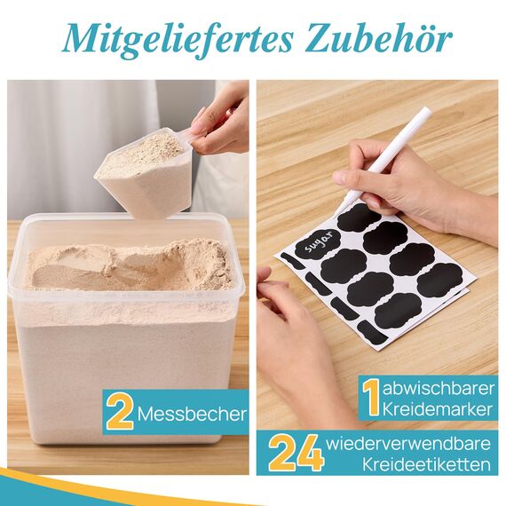 Vtopmart 2er Set Mehl Aufbewahrung 9.5L, Groß Vorratsdosen mit Deckel Luftdicht, BPA Frei, Aufbewahrung Vorratsbehälter, Plastik Aufbewahrungsbox Küche Organizer für Mehl, Zucker, Reis, Müsl