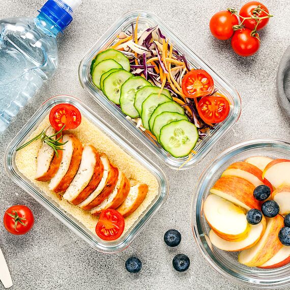 VERONES 10 Stück Glas Crisper Set, luftdichte Glas-Lunchbehälter, Abgedichtete & stapelbare Glasbehälter mit Deckel, Gefrierschrank und Spülmaschine, Grau