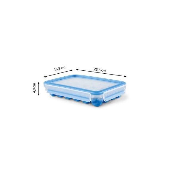 EMSA Clip & Close Frischhaltedose, Eiswürfelform, 22,6 x 16,5 x 4,9 cm, flexibler Boden, Aufbewahrungsbox, 100 Prozent dicht, spülmaschinen-, gefrier-, mikrowellenfest, Blau, Made in Germany, 514549