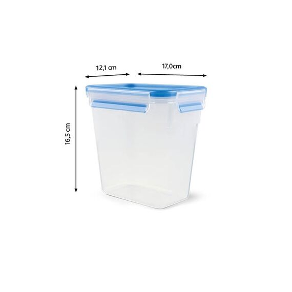 EMSA Clip & Close Frischhaltedose, rechteckig, 1,5 L, mit Deckel, Aufbewahrungsbox, 100 Prozent dicht, spülmaschinen-, gefrier-, mikrowellenfest, Transparent, Blau, Made in Germany, 508543