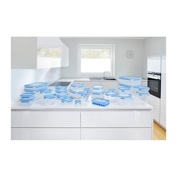 EMSA Clip & Close Frischhaltedose, Eiswürfelform, 22,6 x 16,5 x 4,9 cm, flexibler Boden, Aufbewahrungsbox, 100 Prozent dicht, spülmaschinen-, gefrier-, mikrowellenfest, Blau, Made in Germany, 514549