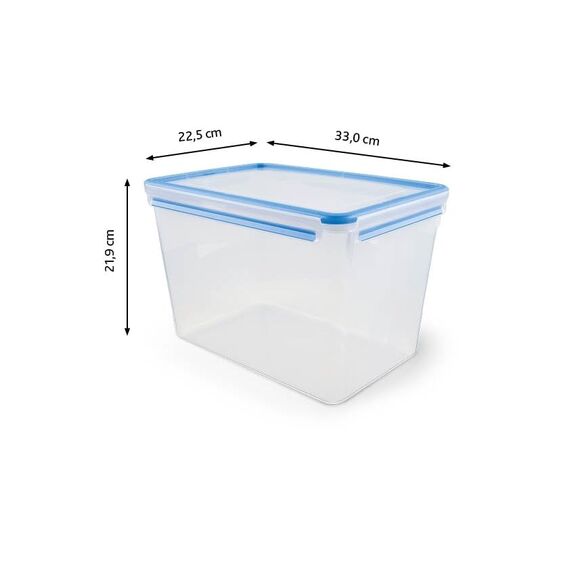 EMSA Clip & Close Frischhaltedose, rechteckig, 10,6 L, Maxiformat, Aufbewahrungsbox, 100 Prozent dicht, spülmaschinen-, gefrier-, mikrowellenfest, Transparent, Blau, Made in Germany, 508549