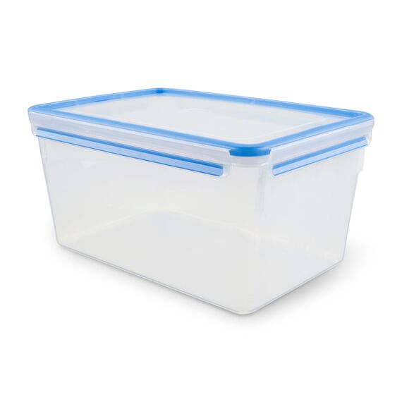 EMSA Clip & Close Frischhaltedose, rechteckig, 8 L, mit Deckel, Aufbewahrungsbox, 100 Prozent dicht, spülmaschinen-, gefrier-, mikrowellenfest, Transparent, Blau, Made in Germany, 508548