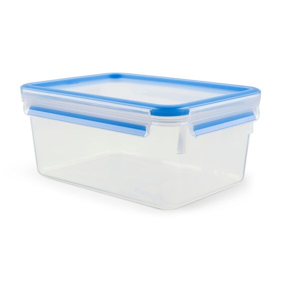 EMSA Clip & Close Frischhaltedose, rechteckig, 3,7 L, mit Deckel, Aufbewahrungsbox, 100 Prozent dicht, spülmaschinen-, gefrier-, mikrowellenfest, Transparent, Blau, Made in Germany, 508546