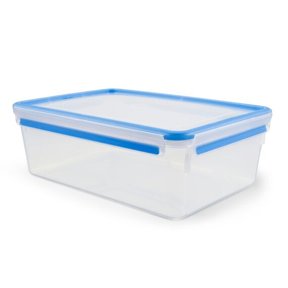 EMSA Clip & Close Frischhaltedose, rechteckig, 5,4 L, mit Deckel, Aufbewahrungsbox, 100 Prozent dicht, spülmaschinen-, gefrier-, mikrowellenfest, Transparent, Blau, Made in Germany, 508547