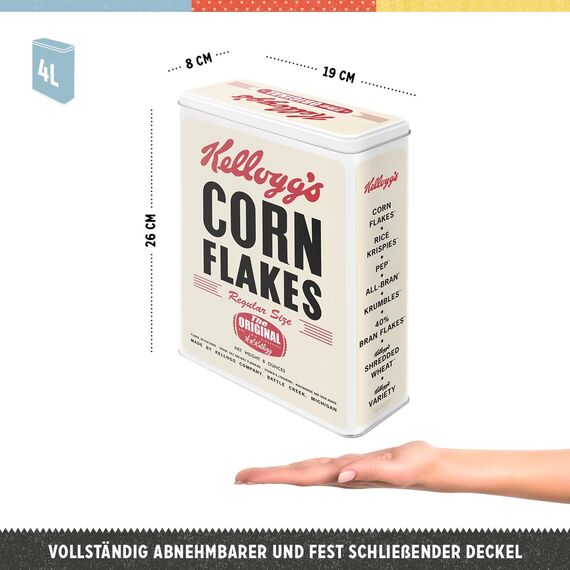 Nostalgic-Art Retro Vorratsdose XL, 4 l, Kellogg's Corn Flakes Retro Package – Geschenk-Idee für die Küche, Aufbewahrungsbox für Cornflakes, Vintage Design