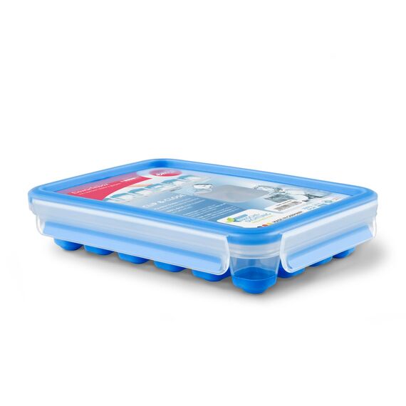 EMSA Clip & Close Frischhaltedose, Eiswürfelform, 22,6 x 16,5 x 4,9 cm, flexibler Boden, Aufbewahrungsbox, 100 Prozent dicht, spülmaschinen-, gefrier-, mikrowellenfest, Blau, Made in Germany, 514549