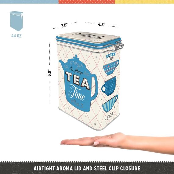 Nostalgic-Art Retro Teedose, 1,3 l, Tea – Geschenk-Idee für Tee-Liebhaber, Blech-Dose mit Aromadeckel, Vintage Design