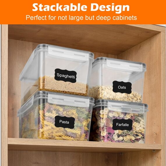 Withosent 3.2L Vorratsdosen Luftdicht Set, 4er Aufbewahrungsbox Küche mit Deckel Kunststoff, Spaghetti Aufbewahrung Pasta Vorratsbehälter für Nudeln, Müsli, Cornflakes