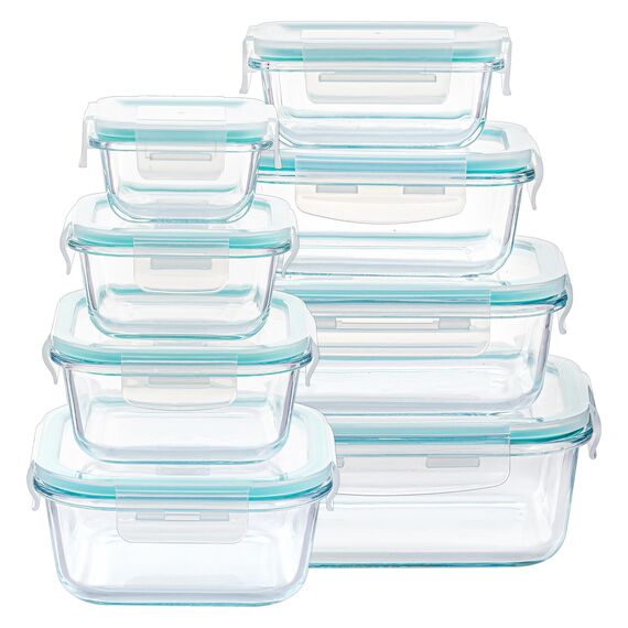 Vtopmart 8er Glasbehälter Mit Deckel, Glas Frischhaltedosen Mit Deckel, Meal Prep Boxen für Lebensmittel, Mikrowellen, BPA-Freie (Green)