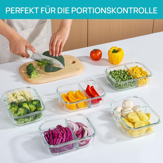 Vtopmart 3Pack 975ml Meal Prep Boxen, Glasbehälter mit Deckel, Frischhaltedosen Glas mit Deckel für Mikrowelle, Ofen, Gefrierschrank und SpüLmaschine