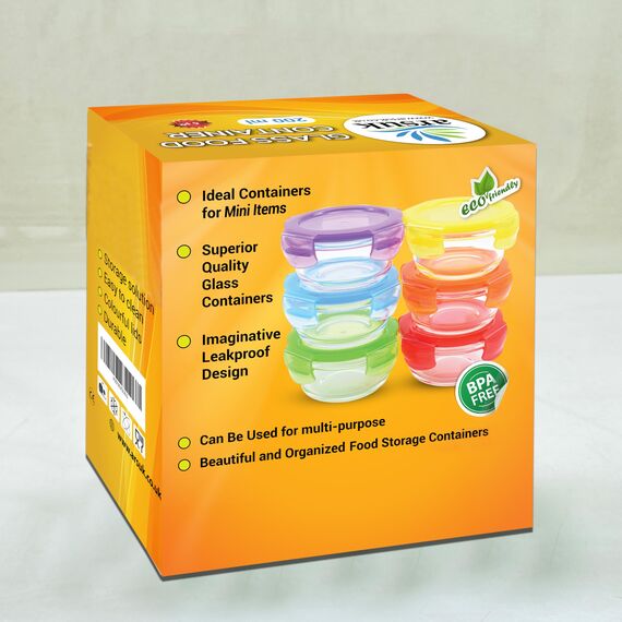 ARSUK Glasbehälter mit Deckel - 6 teiliges Set (200 ml) - Luftdicht Frischhaltedosen, Gefrierbehälter & Mikrowellengeschirr - Perfekt für Meal Prep und Aufbewahrung