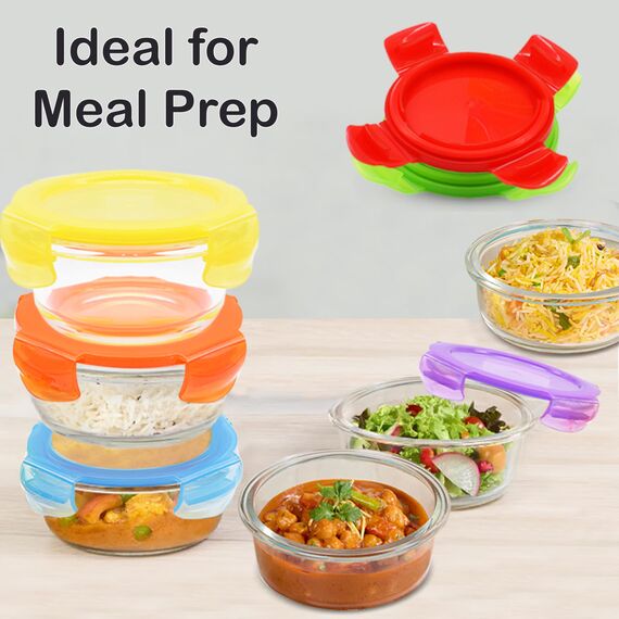 ARSUK Glasbehälter mit Deckel - 6 teiliges Set (200 ml) - Luftdicht Frischhaltedosen, Gefrierbehälter & Mikrowellengeschirr - Perfekt für Meal Prep und Aufbewahrung