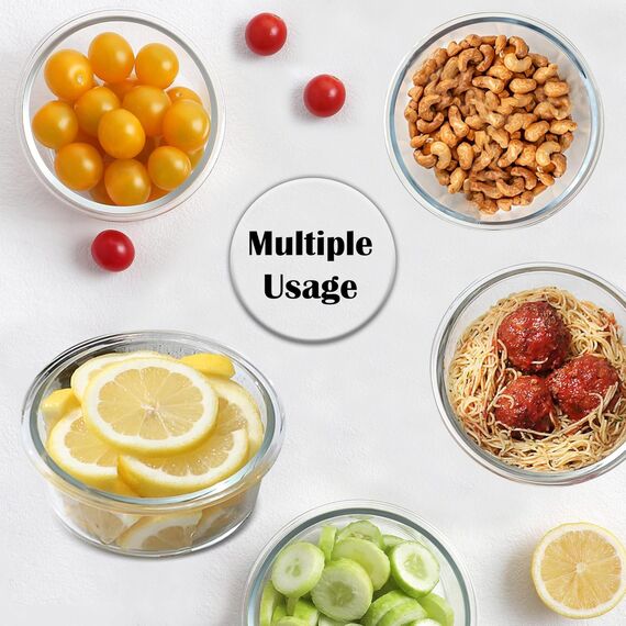 ARSUK Glasbehälter mit Deckel - 6 teiliges Set (200 ml) - Luftdicht Frischhaltedosen, Gefrierbehälter & Mikrowellengeschirr - Perfekt für Meal Prep und Aufbewahrung