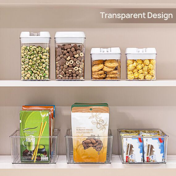 Vtopmart 8Pack Kühlschrank Organizer mit Fächern - Transparente Aufbewahrung für Küche & Vorratsschrank, Snack-Behälter für Gewürzpäckchen