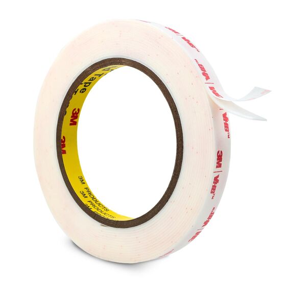 Bulina Doppelseitiges Klebeband Montageband 12.5mm x 4.7m Weiß 1 Rollen 1.1mm dick 4950 Schaumstoffband Schwerlast Wasserdichtes für Auto Dekoration Heim Büro