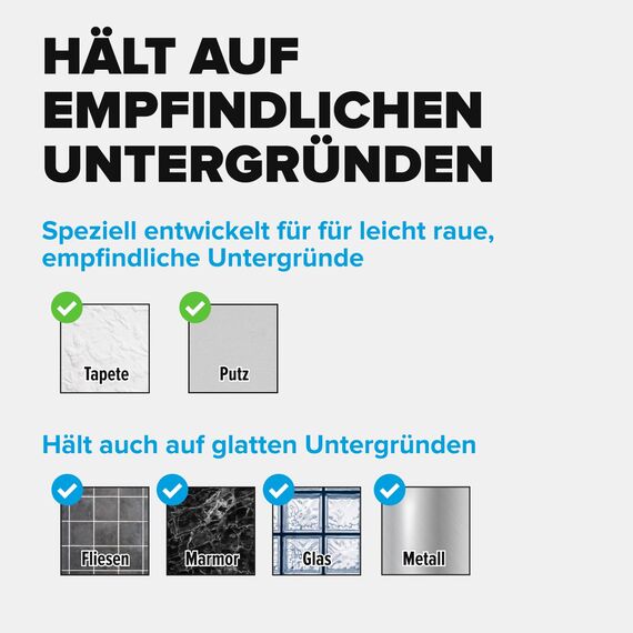 tesa Powerstrips Tapete&Putz - doppelseitige Klebestreifen für Tapete und Gips - Ersatz-Klebestreifen für den tesa® Klebenagel - Haltekraft 1,0 kg/Nagel - 1 x 6 Streifen