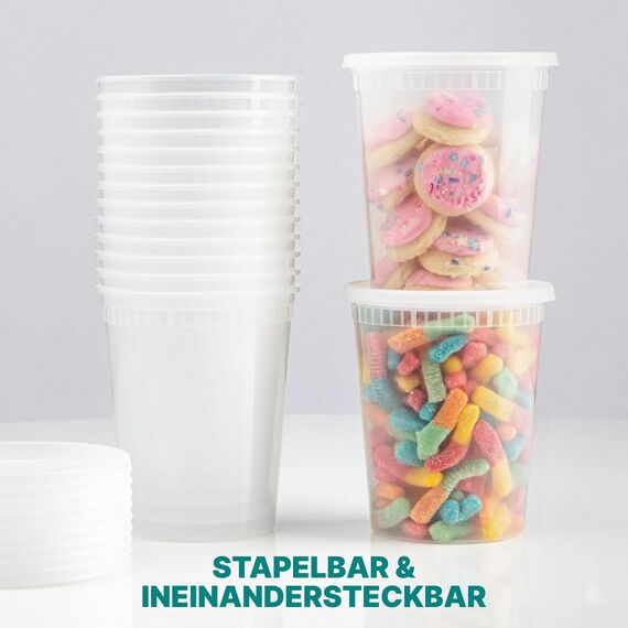 JoyServe 32-Unzen-Deli-Lebensmittelbehälter mit Deckeln - (36 Sets) Quart-Größe luftdichte Lebensmittel-Aufbewahrungsbehälter zum Mitnehmen mit 36 Deckeln, BPA-frei, spülmaschinen