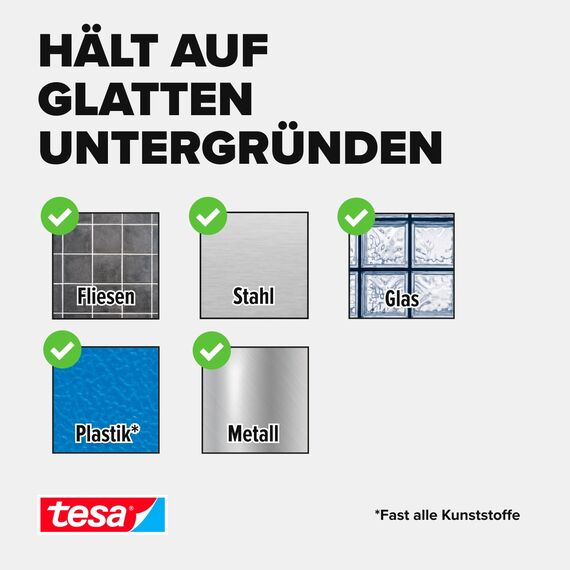 tesa Powerbond MIRROR - Doppelseitiges Montageband zur Fixierung von Spiegeln - Feuchtigkeitsbeständiges Klebeband für Bad und Dusche - 5 m x 38 mm