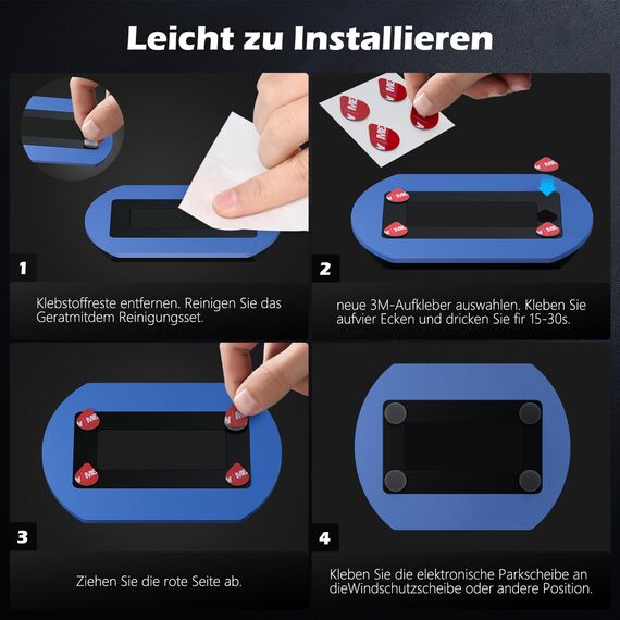 ALAFLY [12 Stück Doppelseitige Ersatz Klebepads kompatibel mit Needit Park Lite Parkscheibe, 3M Hitzebeständig Starke VHB Aufkleber Klebeband Parkuhr Klebepad Set für Windschutzscheibe