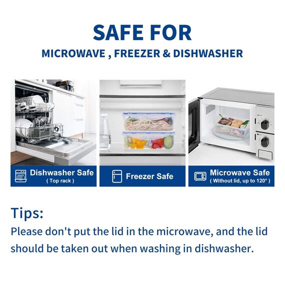 EASYLOCK 6er-Pack luftdichte Lebensmittelbehälter mit Deckel, wiederverwendbare Kunststoff-Behälter zur Essensvorbereitung, 1,15 l, auslaufsicher Mikrowellen-, Gefrier- und spülmaschinenfest
