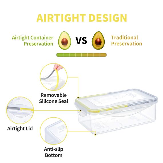 EASYLOCK 6PACK 1,15L Plastik Luftdicht Frischhaltedosen Set mit Deckel, Meal Prep Boxen,Gefrierdosen, Aufbewahrungsbox Küche, Mikrowellengeschirr, Rechteckig Frischhaltebox, Brotdose Lunchbox