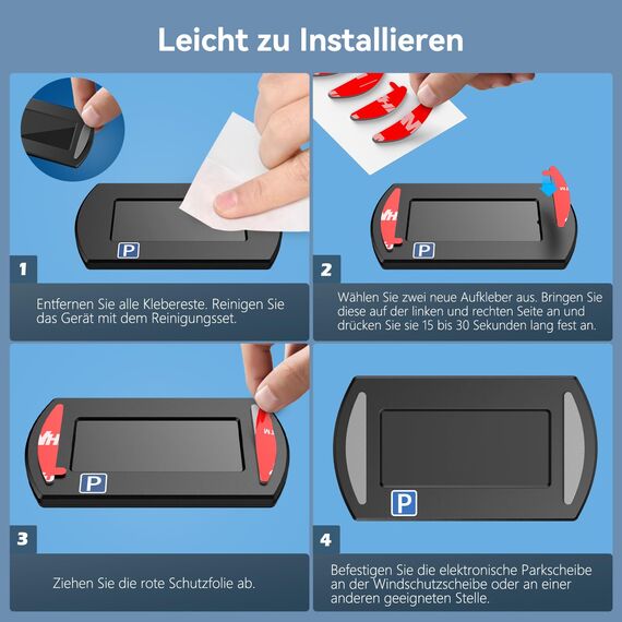 ALAFLY [12 Stück Ersatz Klebepads kompatibel mit Needit Park Mini Parkscheibe, Doppelseitige 3M Hitzebeständig Starke VHB Aufkleber Klebeband Parkuhr Klebepad Set für Windschutzscheibe