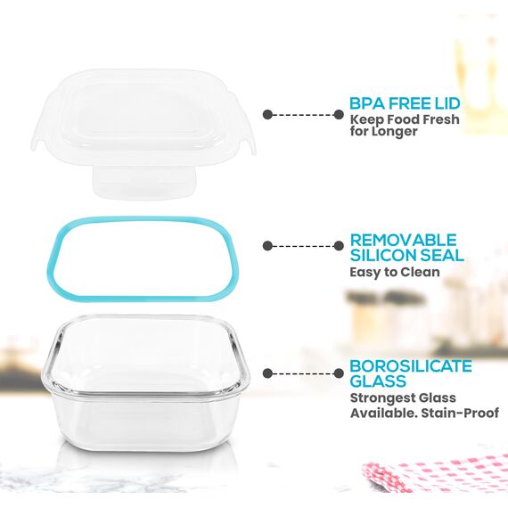 KICHLY Glasbehälter Mit Deckel - meal prep boxen glas - Transparente Erstklassig geeignet für mikrowelle - Luftdicht, Auslaufsicher, BPA-frei - 24er (12 Behälter und 12 Deckel)