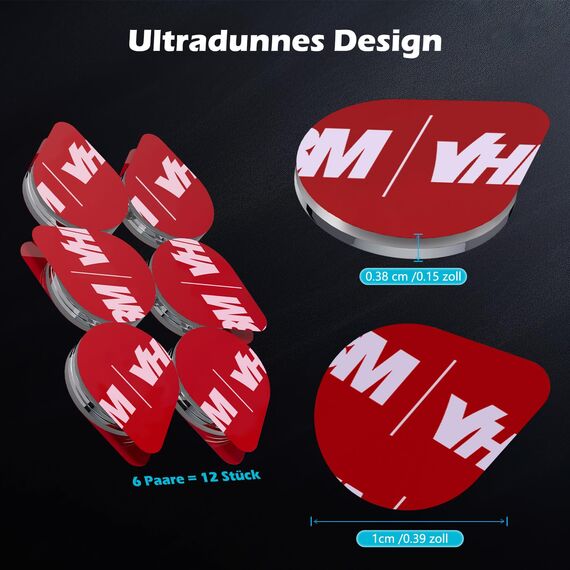 ALAFLY [12 Stück Magnetische Einseitige Ersatz-Klebepads Kompatibel mit Needit Park Lite, Magnetplatte mit hitzebeständigem starkem 3M Aufkleber [Jederzeit Demontierbar Parkuhr]