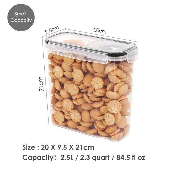 Vtopmart 2.5L Vorratsdosen Set,Müsli Schüttdose & Frischhaltedosen, BPA frei Kunststoff Vorratsdosen luftdicht, Satz mit 6+24 Etiketten für Getreide, Mehl, Zucker usw (Schwarz)