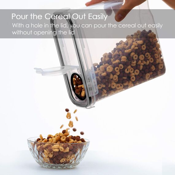 Vtopmart 2.5L Vorratsdosen Set,Müsli Schüttdose & Frischhaltedosen, BPA frei Kunststoff Vorratsdosen luftdicht, Satz mit 6+24 Etiketten für Getreide, Mehl, Zucker usw (Schwarz)