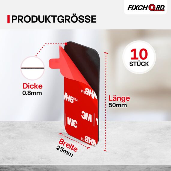 FIXCHORD VHB 5930 Doppelseitiges Klebepads Extra Stark, 10St Doppelseitiges Klebeband, Montageband, wasser & temperaturbeständig für Autos, Häusern und Büros, Action-Kameras 50 * 25mm