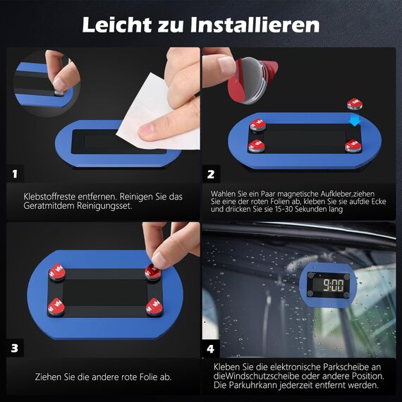 ALAFLY [12 Stück Magnetische Einseitige Ersatz-Klebepads Kompatibel mit Needit Park Lite, Magnetplatte mit hitzebeständigem starkem 3M Aufkleber [Jederzeit Demontierbar Parkuhr]