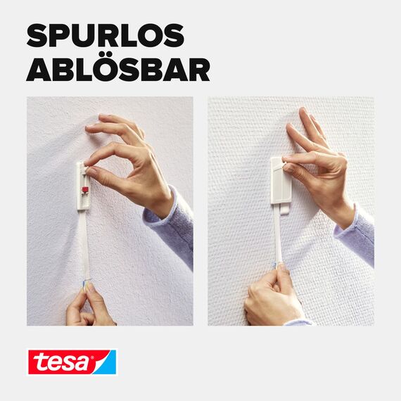 tesa Powerstrips Tapete&Putz - doppelseitige Klebestreifen für Tapete und Gips - Ersatz-Klebestreifen für den tesa® Klebenagel - Haltekraft 1,0 kg/Nagel - 1 x 6 Streifen