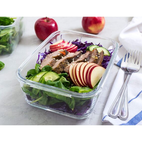 KICHLY Glasbehälter Mit Deckel - meal prep boxen glas - Transparente Erstklassig geeignet für mikrowelle - Luftdicht, Auslaufsicher, BPA-frei - 24er (12 Behälter und 12 Deckel)