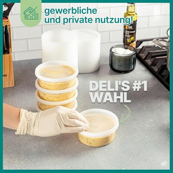 JoyServe Deli-Lebensmittelbehälter mit Deckel – 8 oz 60 Sets – ideal für Lebensmittel, Snacks, zum Mitnehmen, Essenszubereitung – Bulk 1 Tasse kleine haltbare durchsichtige Behälter, stapelbar