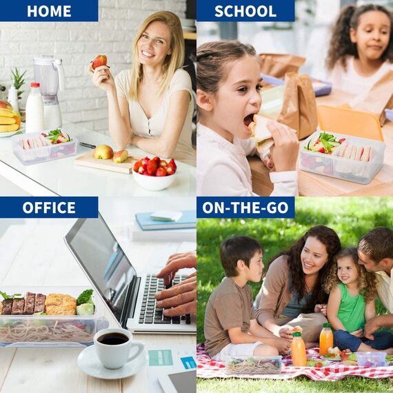 EASYLOCK 6er-Pack luftdichte Lebensmittelbehälter mit Deckel, wiederverwendbare Kunststoff-Behälter zur Essensvorbereitung, 1,15 l, auslaufsicher Mikrowellen-, Gefrier- und spülmaschinenfest