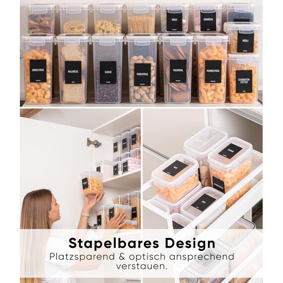 Deco haus® Vorratsdosen mit Deckel 24 Set L - Aufbewahrungsbox Küche Luftdicht Vorratsbehälter - Frischhaltedosen Behälter aus Plastik Mit Deckel - Vorratsgläser zur Aufbewahrung von Müsli, Mehl