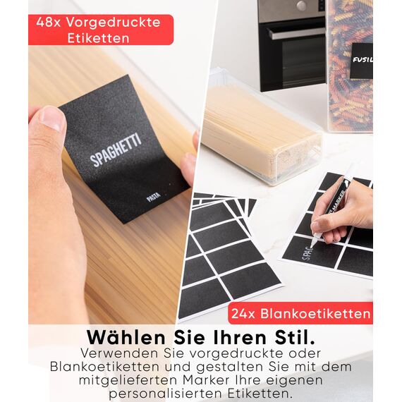 Deco haus® Vorratsdosen mit Deckel luftdicht 24er Set - Für Nudeln, Müsli, Mehl - Aufbewahrungsbox Küche mit Deckel - Vorratsbehälter Küche Aufbewahrung & Organisation - Kitchen Storage & Organisation