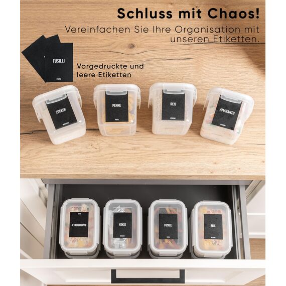 Deco haus® Vorratsdosen mit Deckel luftdicht 24er Set - Für Nudeln, Müsli, Mehl - Aufbewahrungsbox Küche mit Deckel - Vorratsbehälter Küche Aufbewahrung & Organisation - Kitchen Storage & Organisation